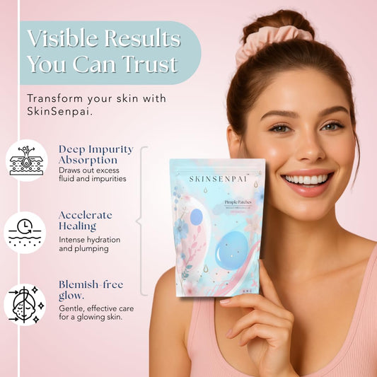 SKINSENPAI™ Pimple Patches – 120 Count Ultra-Thin & Transparent Hydrocolloid Stickers – Gentle Patches for Face and Skin Care – Spot Stickers for Day and Night Use